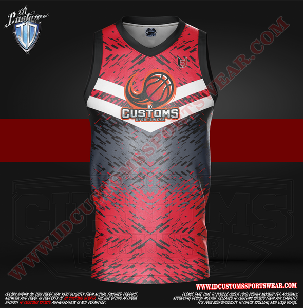 Black and 2024 red basketball jersey