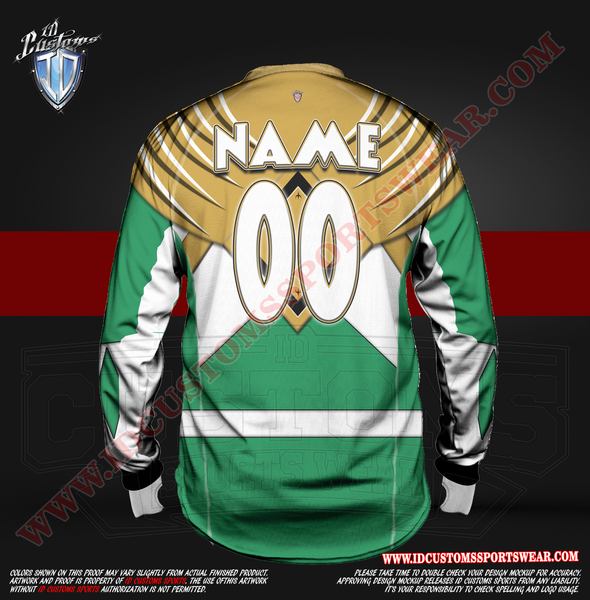 Green and Gold Ranger Paintball Pro Shirt ID Customs SportsWear