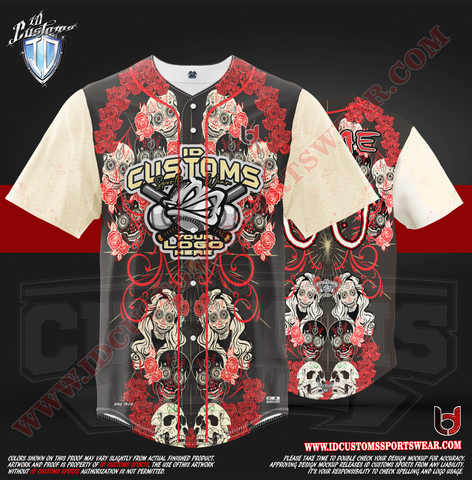 Custom Sports Wear Semi Baseball Custom Sublimated Jersey Semi Pro Paintball Shirt Texas United States ID Custom Sports Wear Pro Paintball Full Custem Sublimated Jersey Reg Paintball Baseball Dia De Los Muertos 