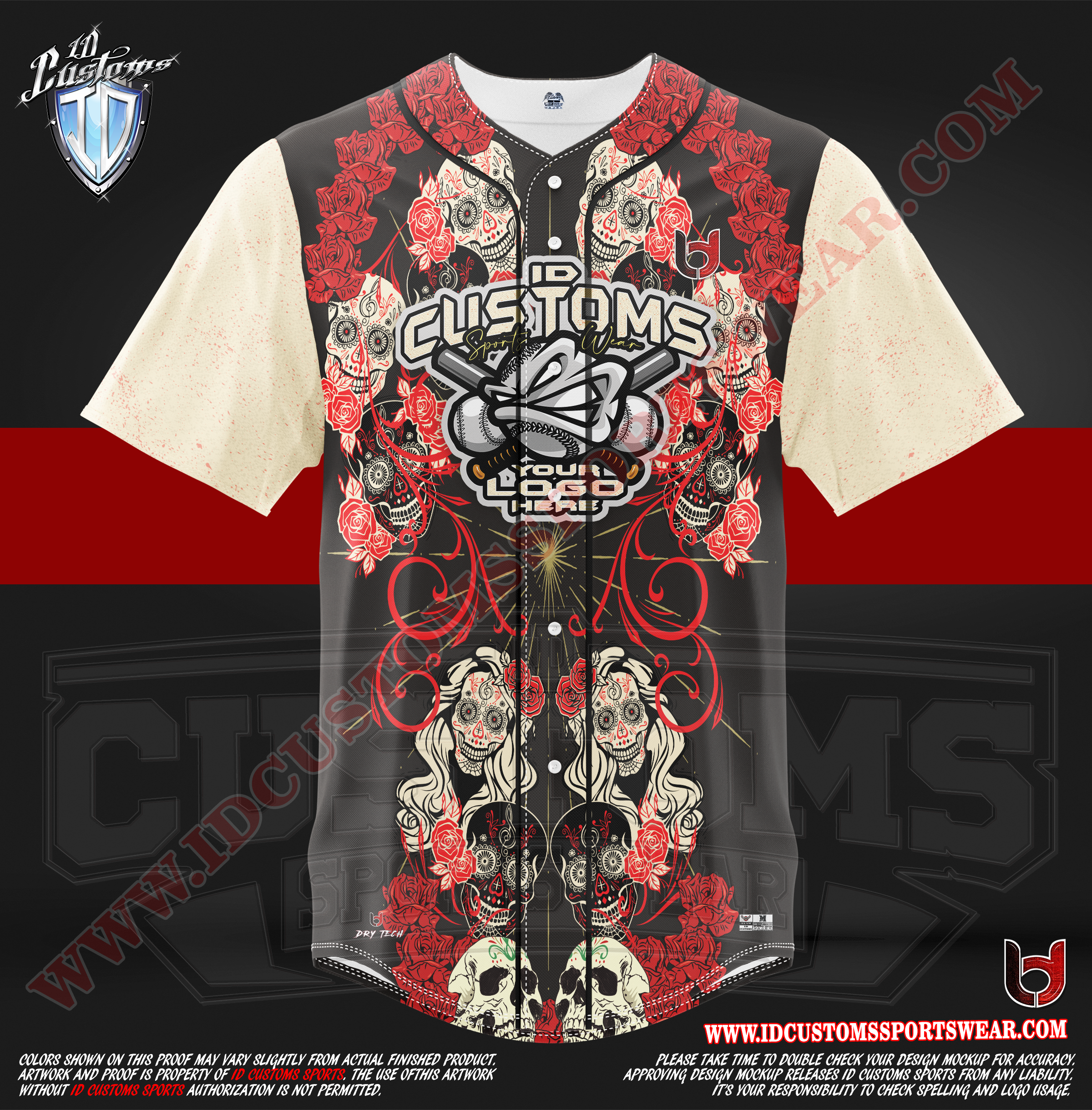 Day of The Dead Baseball Jersey – ID Customs SportsWear