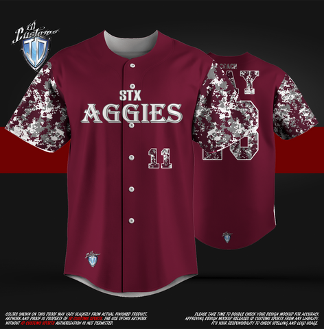 ID Custom Sports Wear Baseball Custem Sublimated Jersey Aggies Baseball Shirt