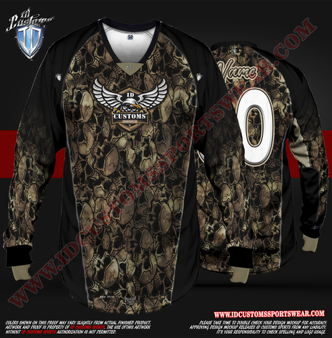 Skulls Camo ID Custom Sports Wear Semi Pro Paintball Custom Sublimated Jersey Semi Pro Paintball Shirt Texas United States