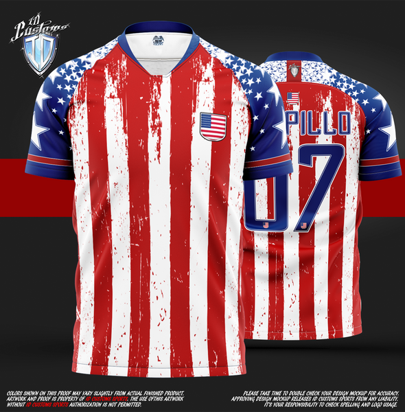 ID Custom Sports Wear Pro Soccer Full Custem Sublimated Jersey USA SOCCER T-Shirt