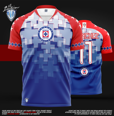 ID Custom Sports Wear Full Custom Sublimation Shirt Soccer Crus Azul