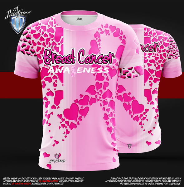 ID Custom Sports Wear Pro Run Full Custem Sublimated Jersey BREAST AWARENESS T-Shirt