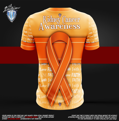 ID Custom Sports Wear Pro Run Full Custem Sublimated Jersey Kidney Cancer AWARENESS T-Shirt