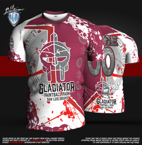 ID Custom Sports Wear Pro Paintball Custem Sublimated Jersey T-Shirt Pro  Gladiator Paintball Park